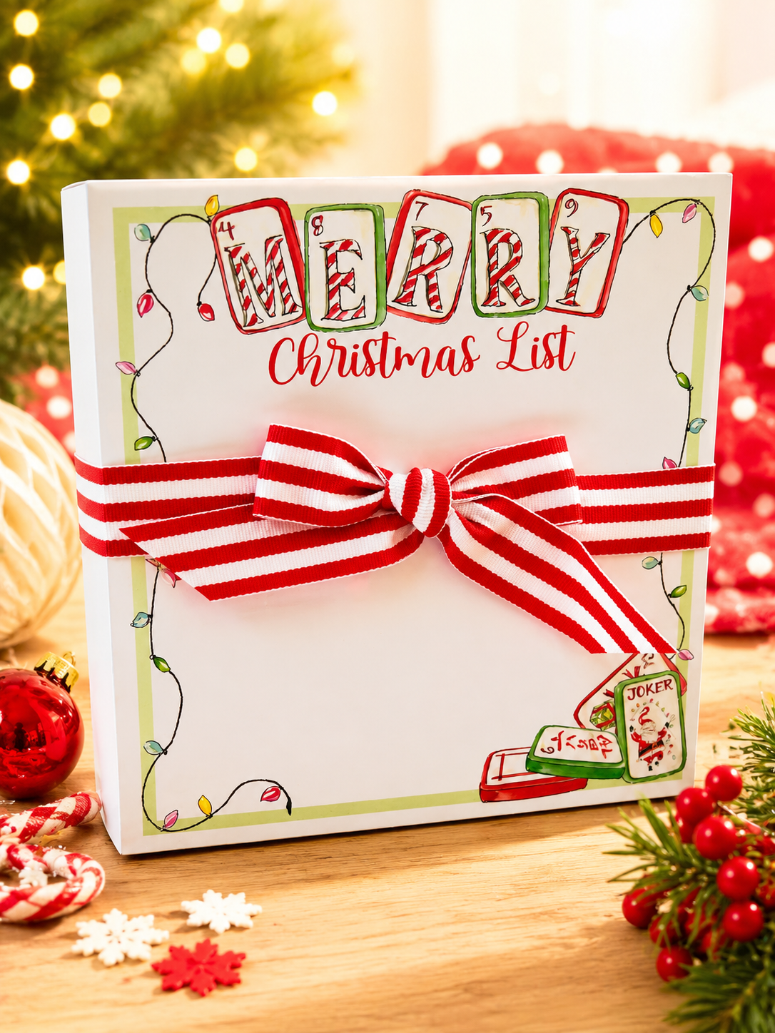 Merry Christmas List Mahjong Note Pad