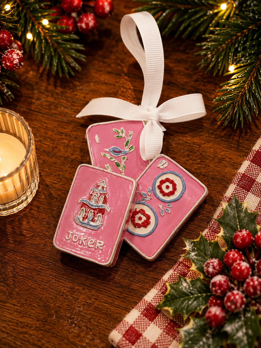 Bam, Dot, Crack Mahjong Ornament