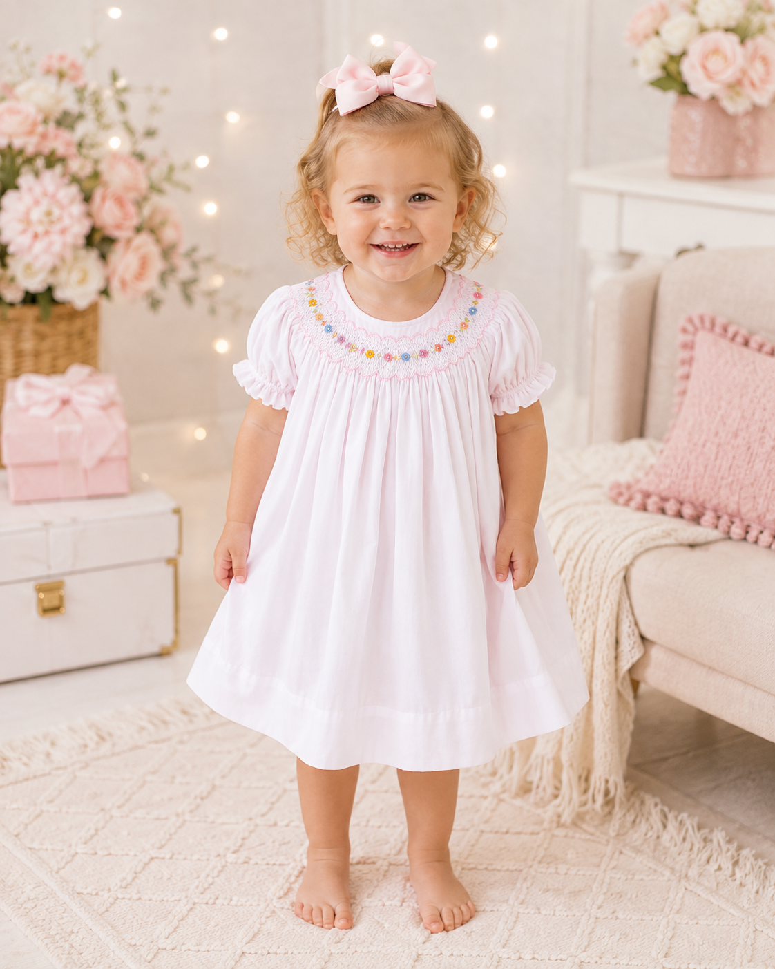 Pink Magnolia Smocked Dress