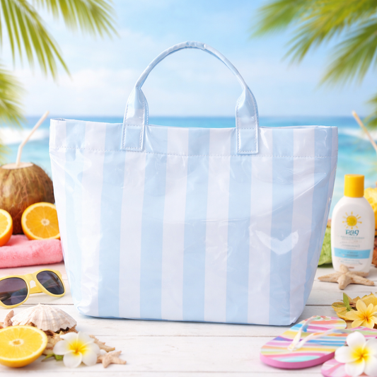Seaside Stripes Waterproof Beach Tote