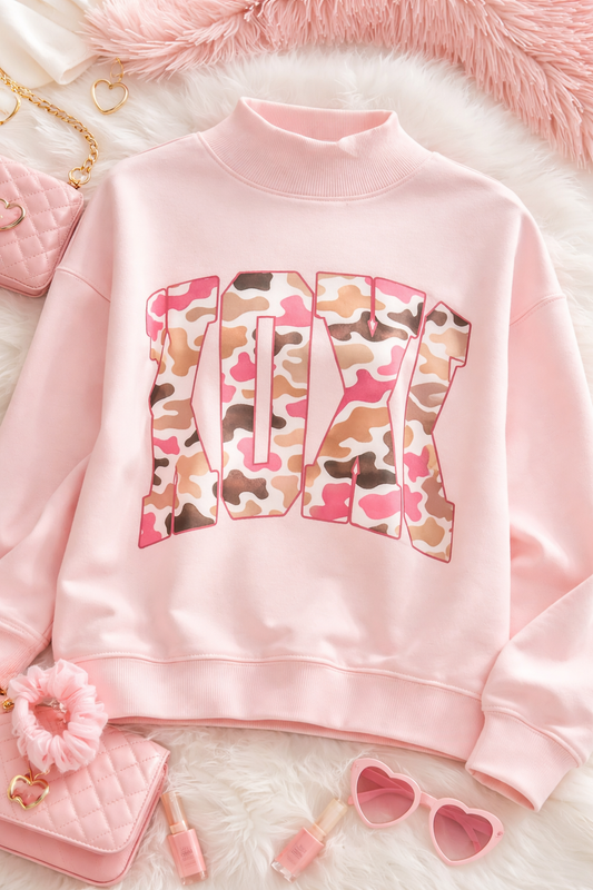 XOXO Mock Neck SweatShirt | Pink