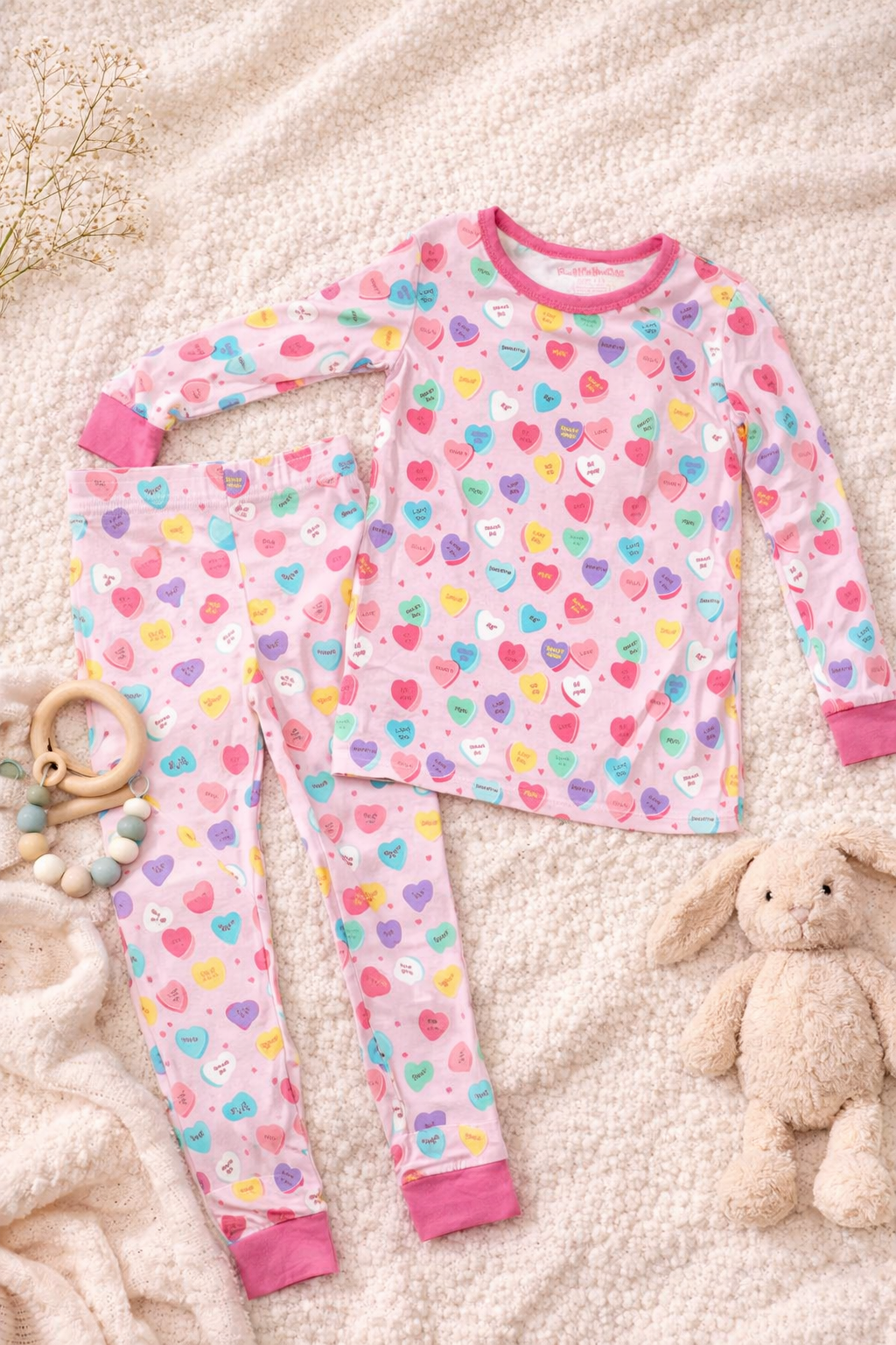 Conversation Heart Girls 2 Piece Sleep Set