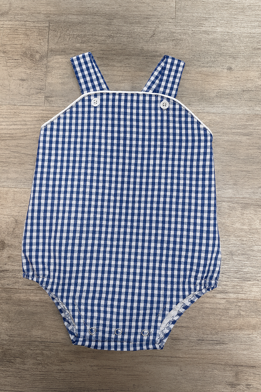 Classic Navy Checked Romper | Monogram Me