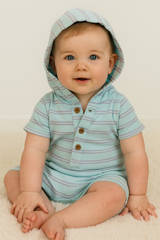 Aqua Stripe Romper