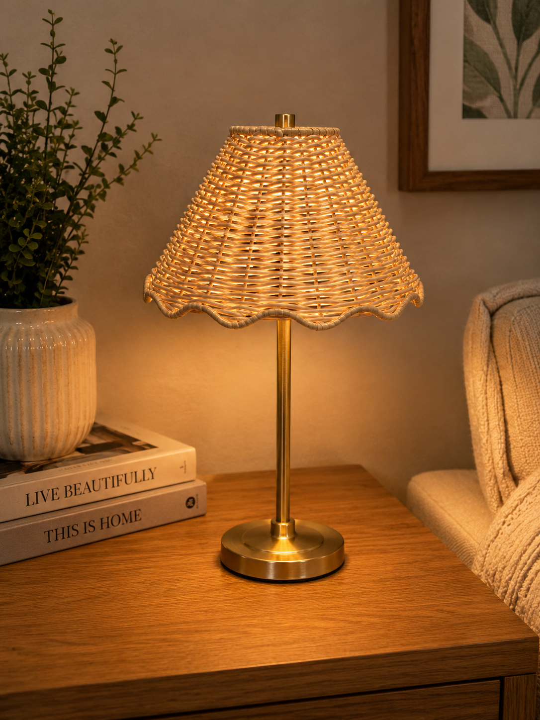Wicker Candlewarmer Lamp