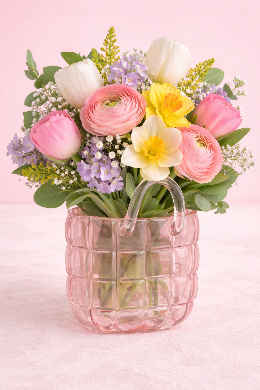 Pink Quilted Handbag Vase