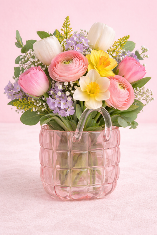 Pink Quilted Handbag Vase
