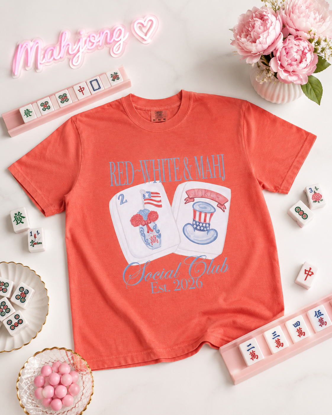 Red, White & Mahj Tee