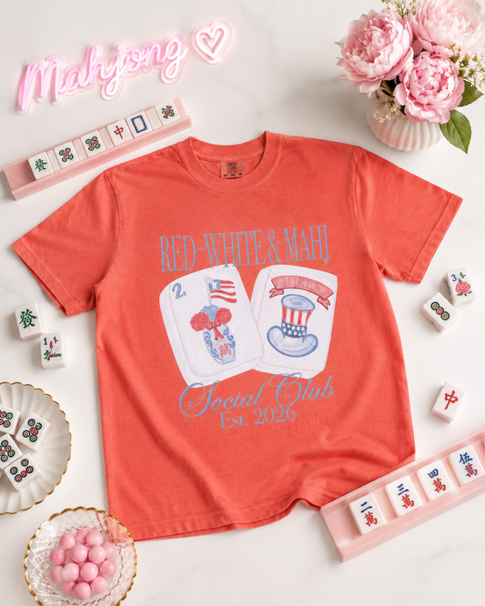 Red, White & Mahj Tee