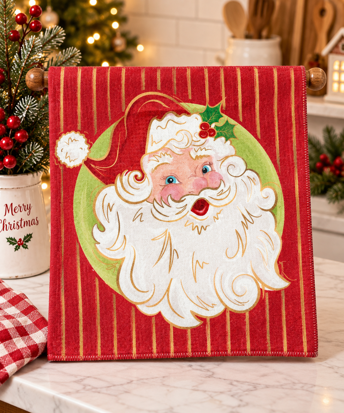 Jolly Santa Claus Dish Towel