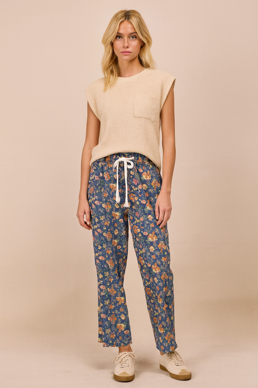 Floral Escape Denim Pants