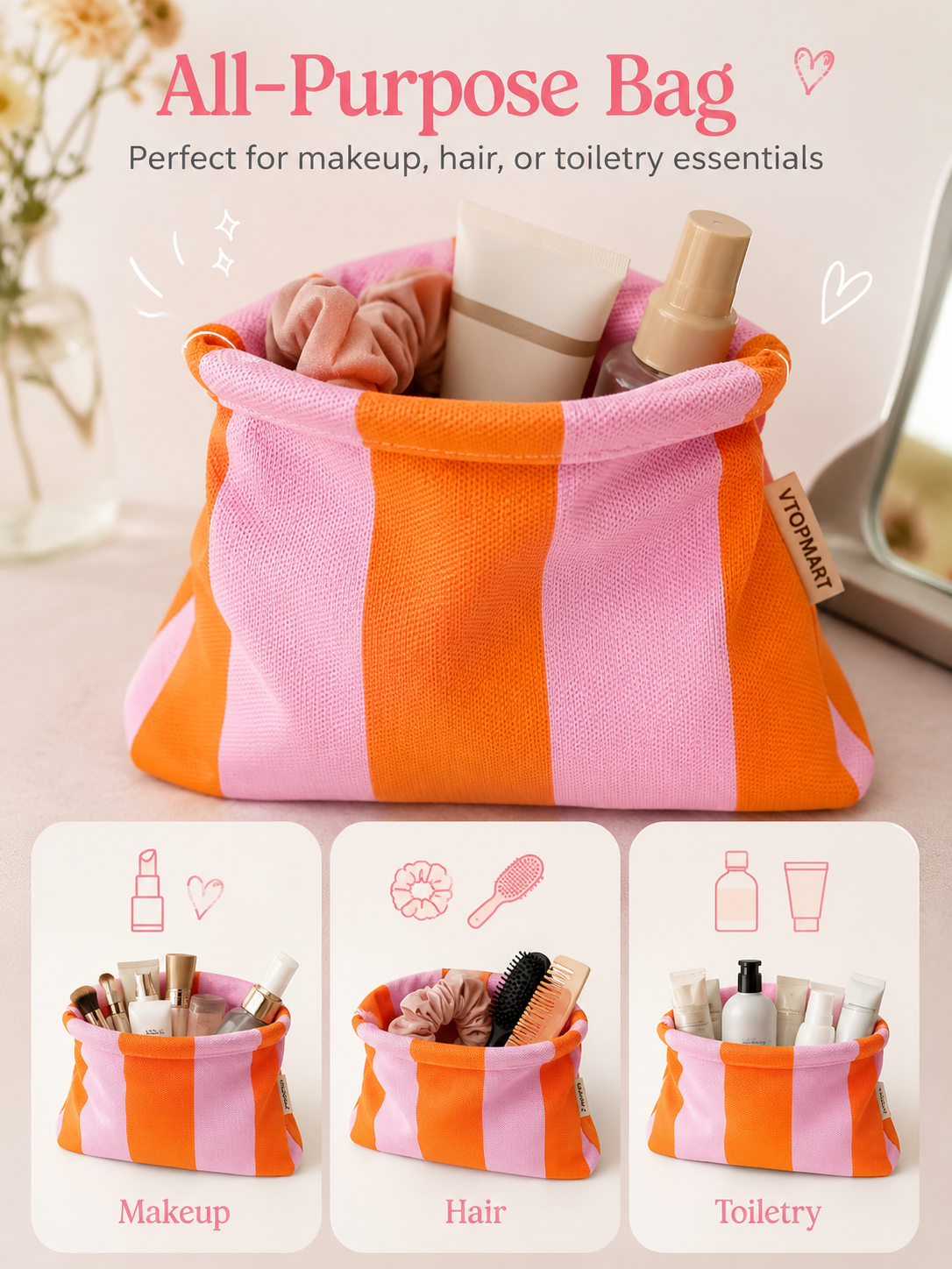 All Purpose Clutch | Orange & PInk