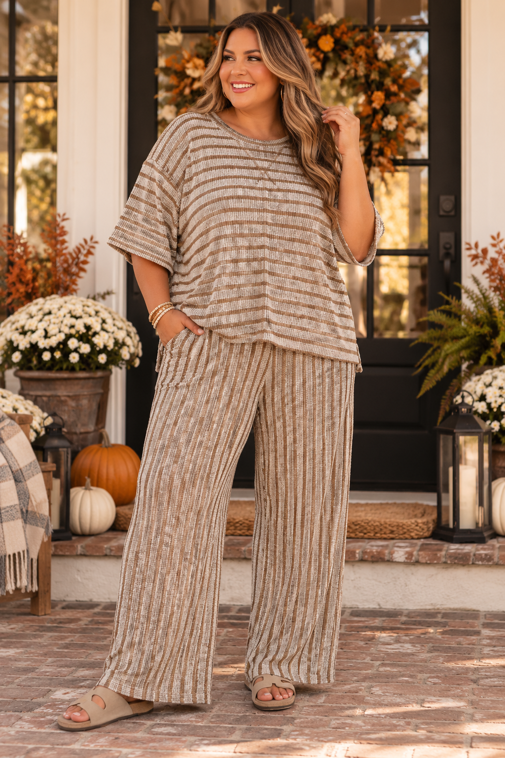 Cozy Autumn Striped Set | Curvy