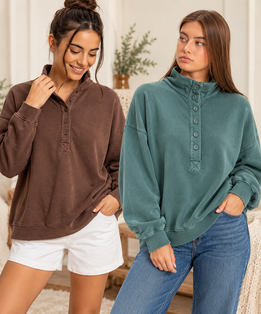 Cozy Henley Sweatshirt