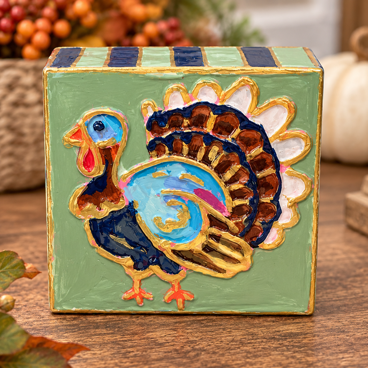 Thanksgiving Turkey Decorative Block