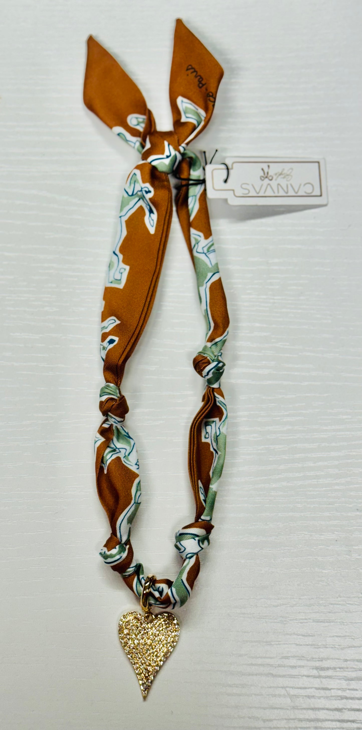 Winnie Pave Heart Scarf Necklace