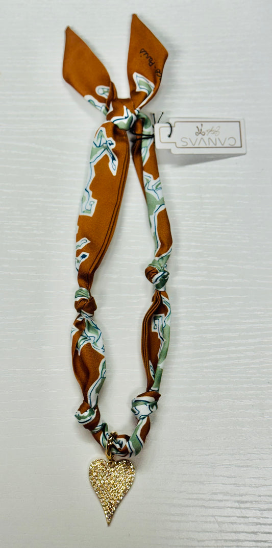 Winnie Pave Heart Scarf Necklace