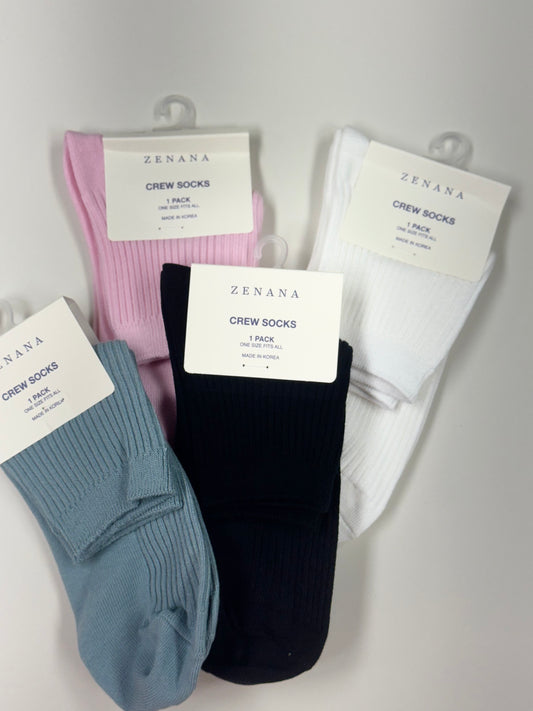 Ribbed Crew Socks | Zenana