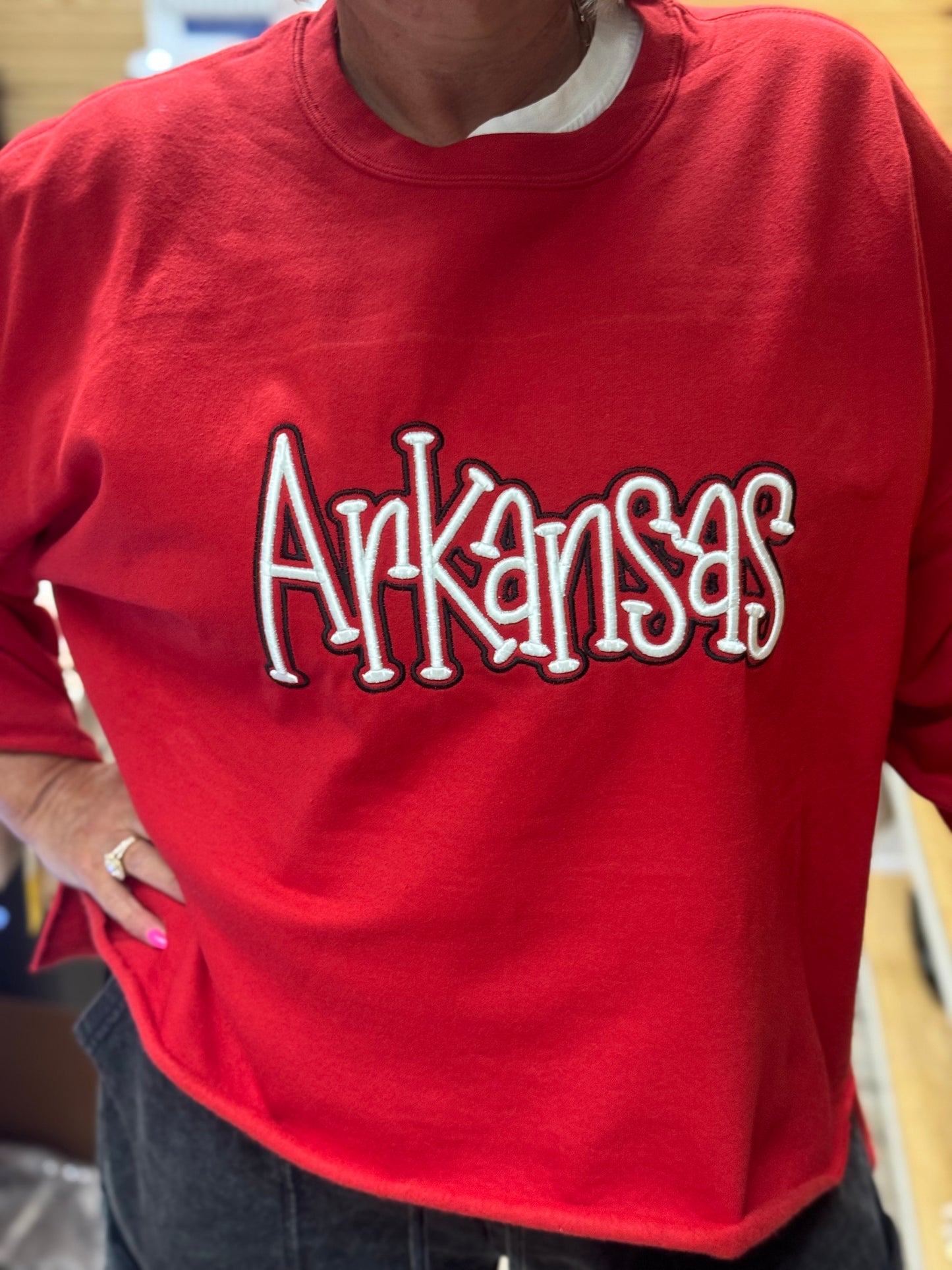 Arkansas Puff Embroidery Sweatshirt