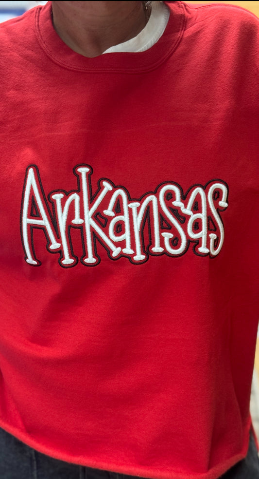 Arkansas Puff Embroidery Sweatshirt