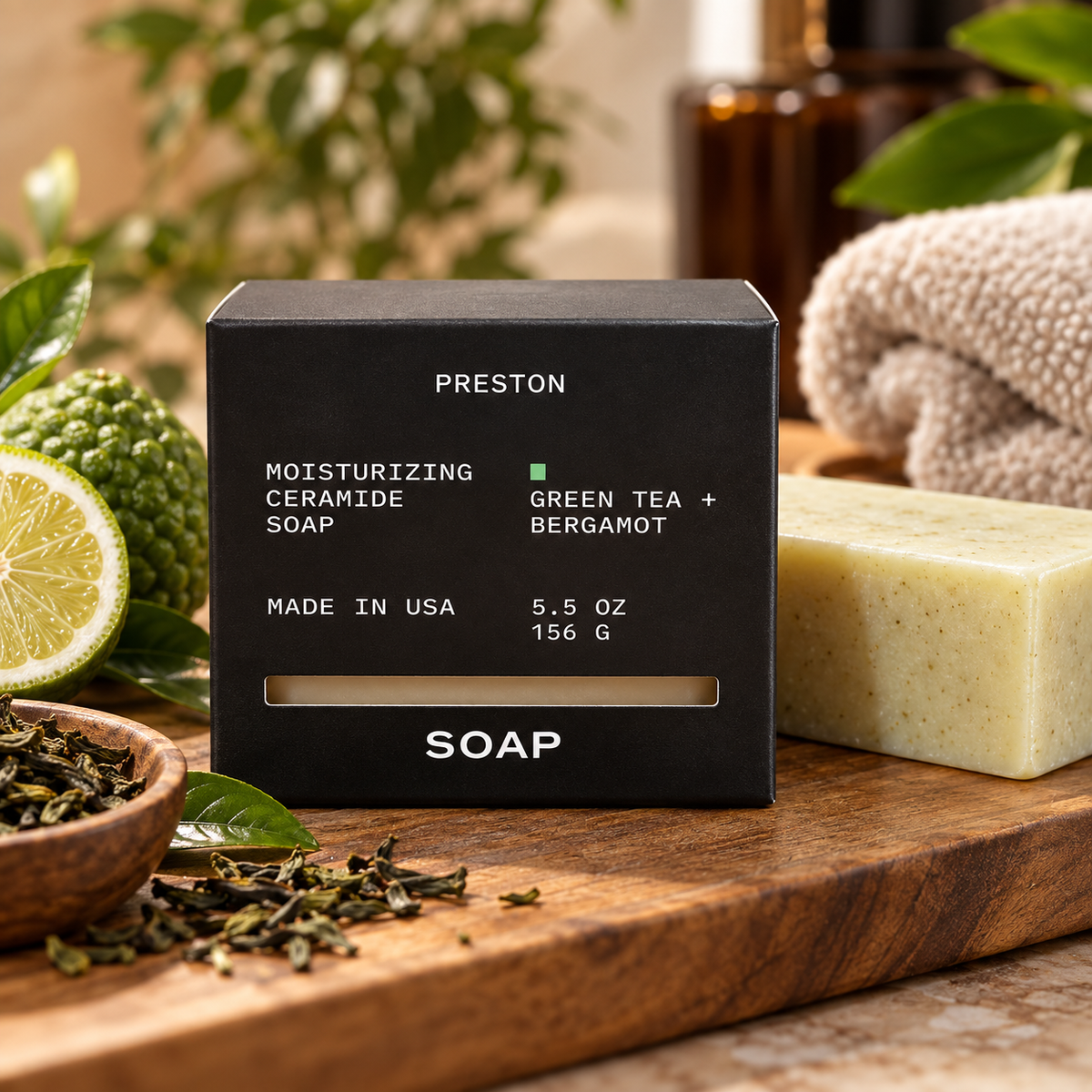 Preston | Bar Soap | Green Tea & Bergamot