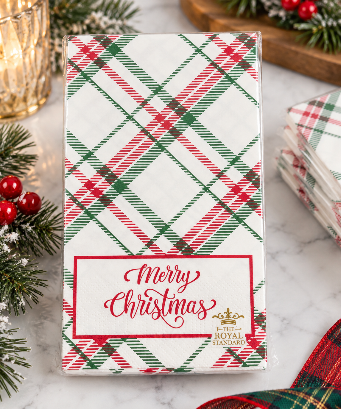 Merry Christmas Layton Plaid Guest Napkins
