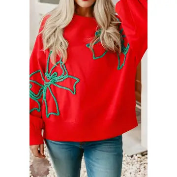 Corded Christmas Bow Sweatshirt