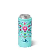 Floral Azul Skinny Can Cooler | 12oz | Swig