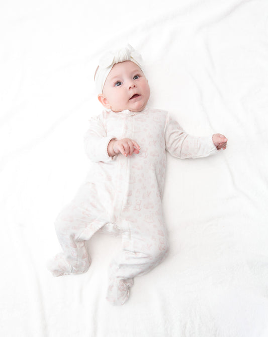 Nursery Toile Snap Romper | Pink | BeiBei