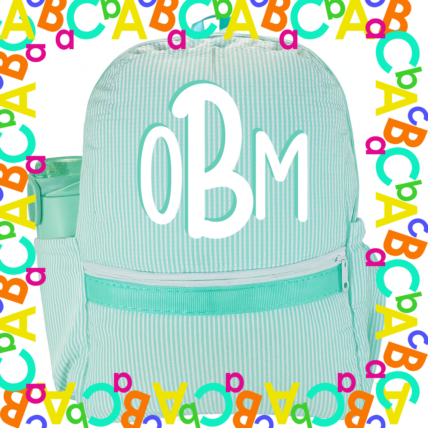 Mint Seersucker Backpack | Monogram me
