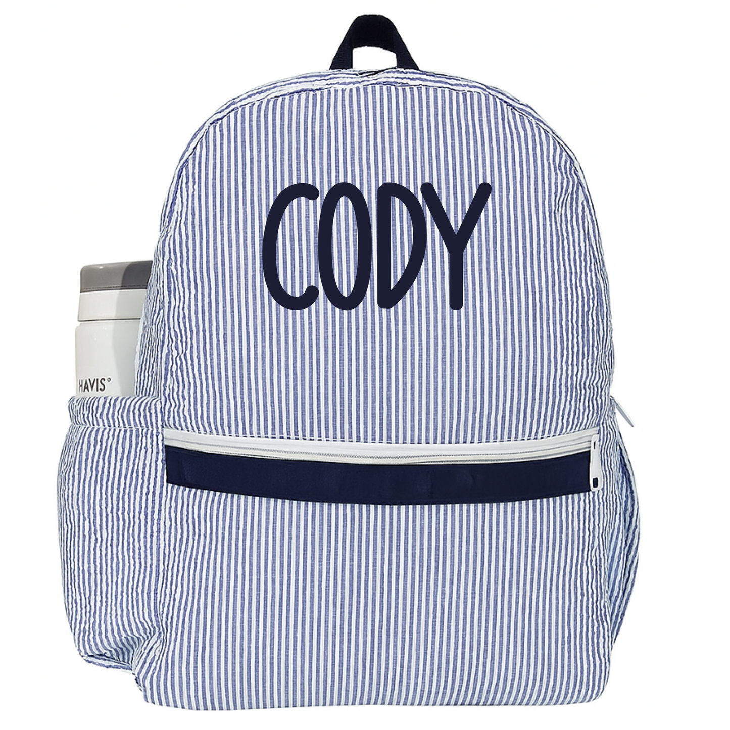 Harbor Stripe Seersucker Backpack | Monogram Me