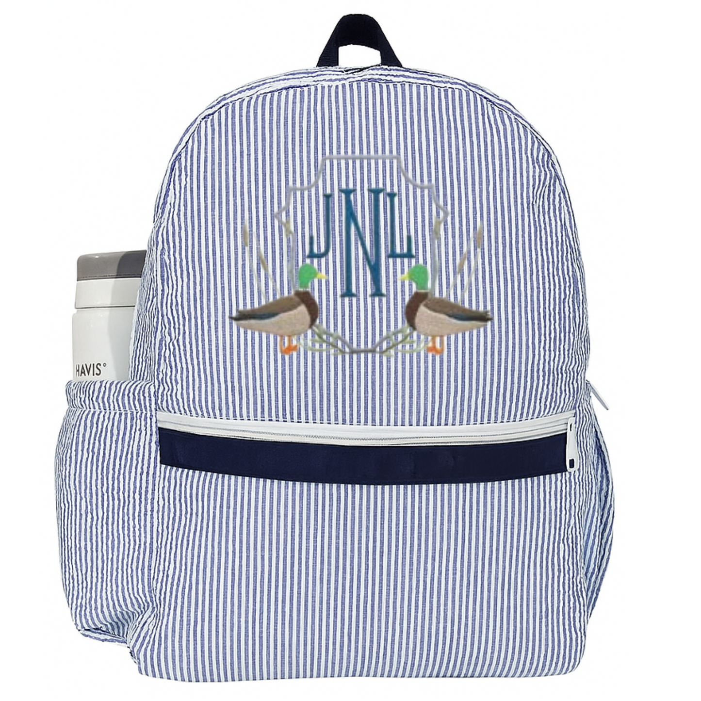 Harbor Stripe Seersucker Backpack | Monogram Me