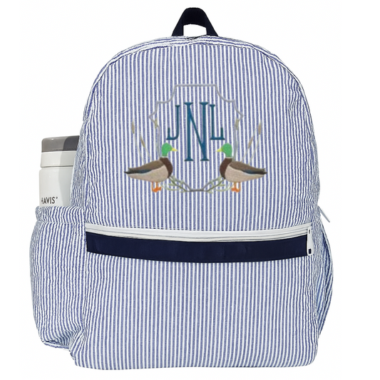 Harbor Stripe Seersucker Backpack | Monogram Me