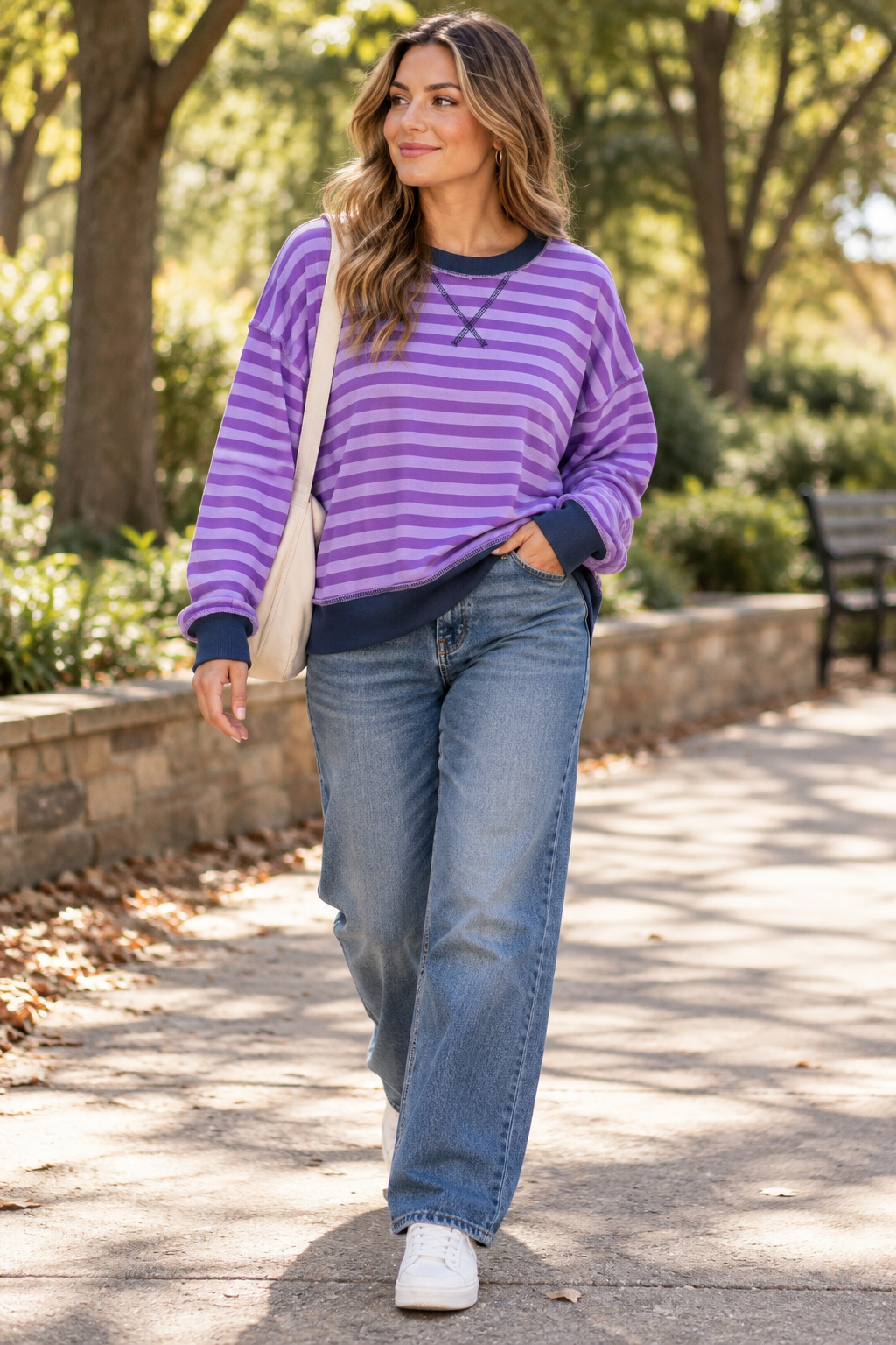 Everyday Ease Striped Sweatshirt