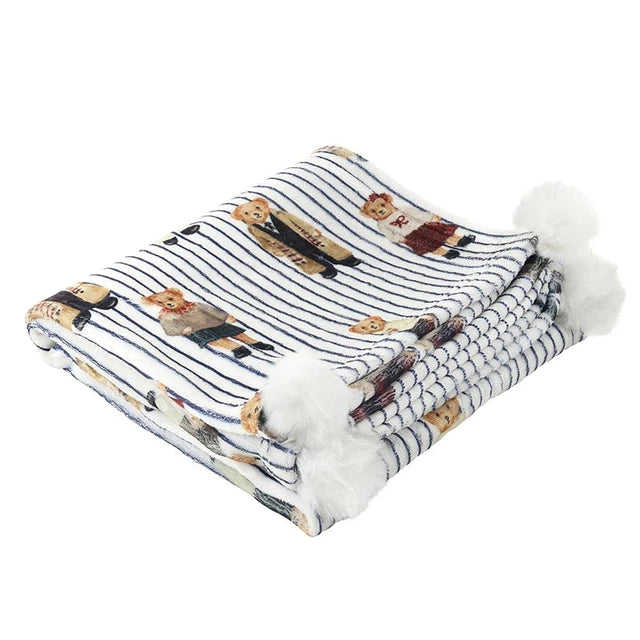 Bear & Stripes Plush Blanket