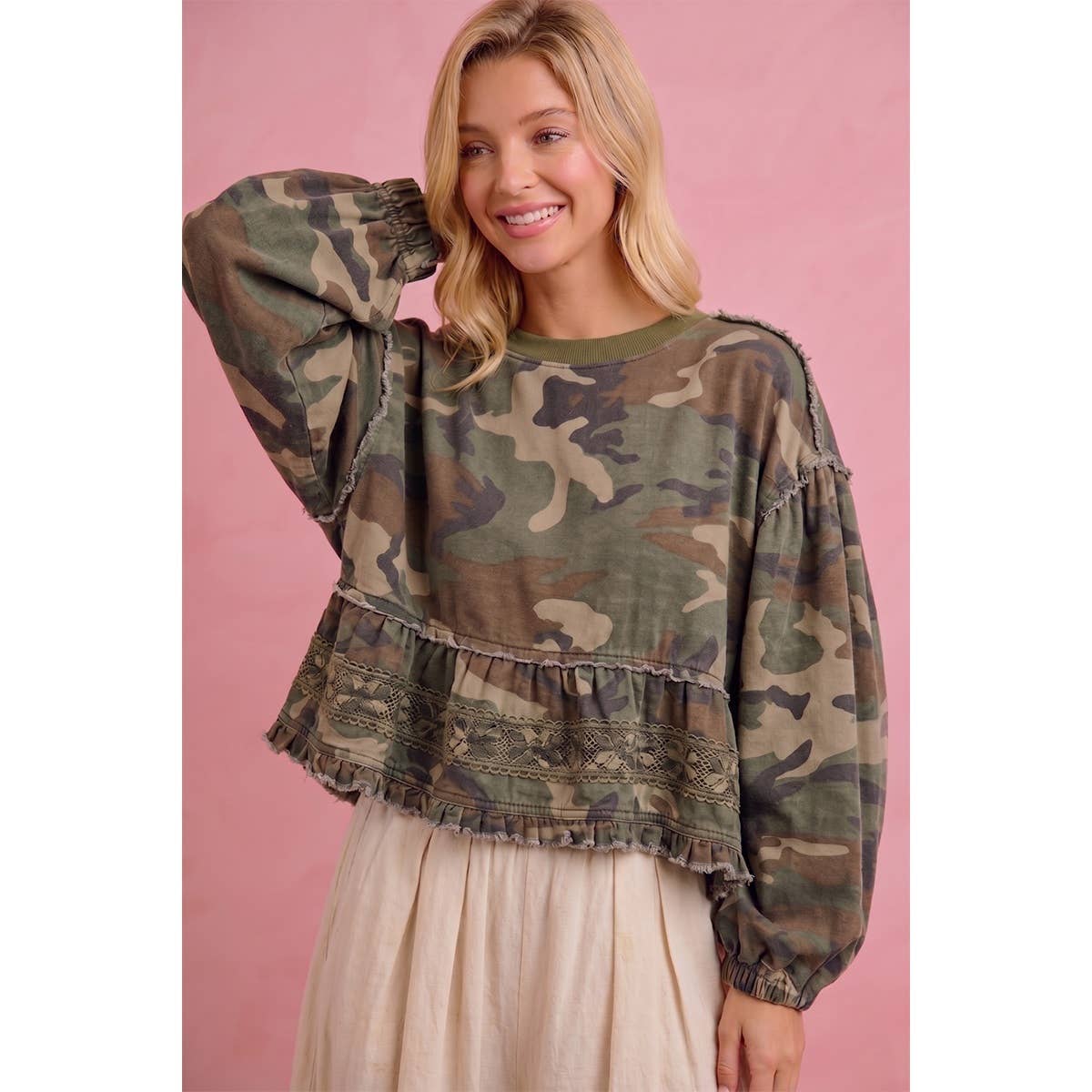 Camo Babydoll Top