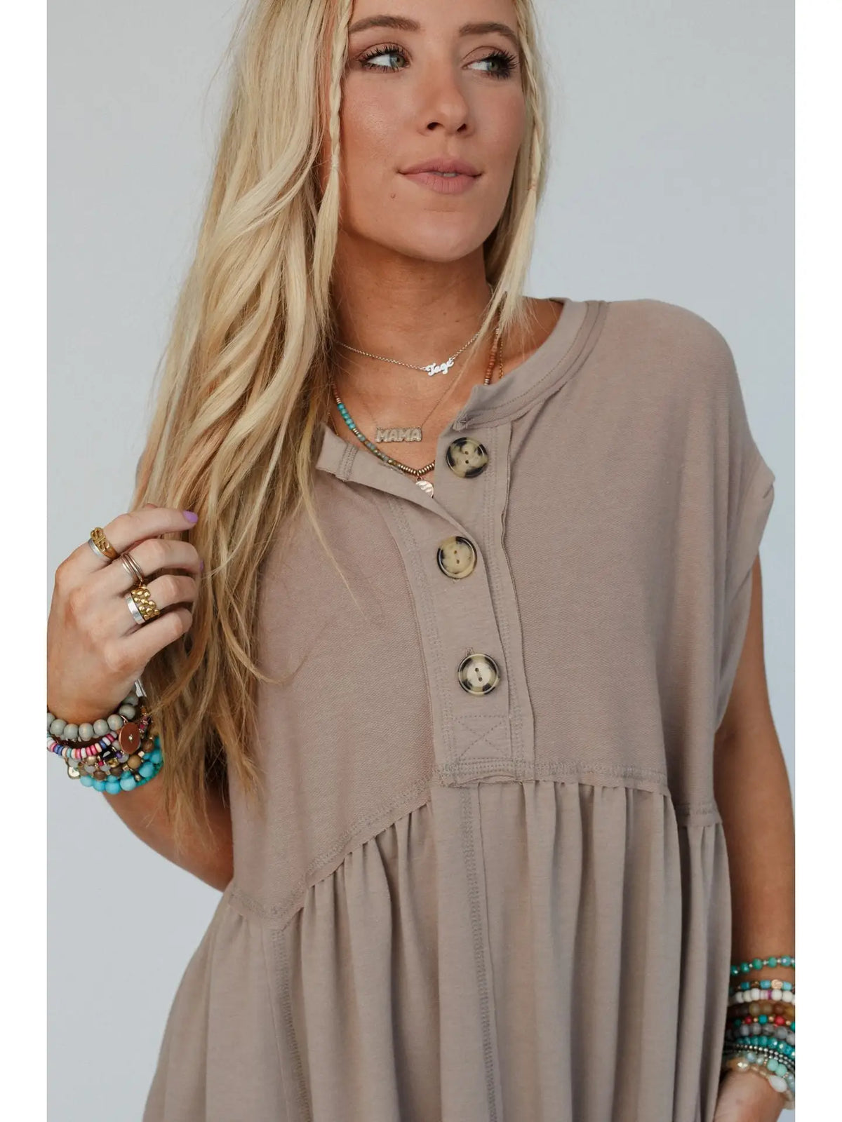 Sweet Nothings Baby Doll Dress - Khaki
