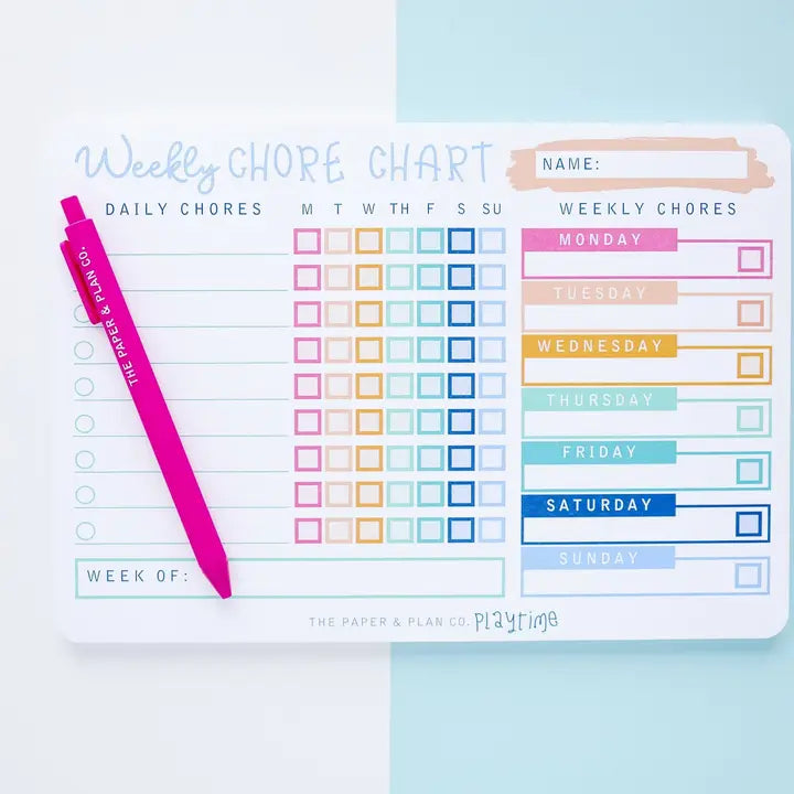 Weekly Chore Chart Pad