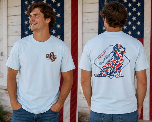 Red White & Raised Right Comfort Color T Shirt