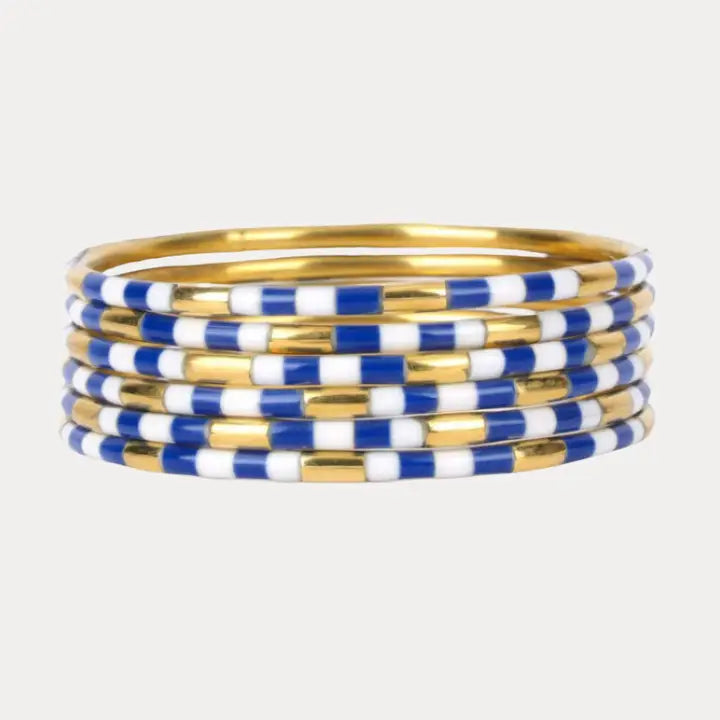 Budha Girl | Blue\White Veda Bangles | Set of 6