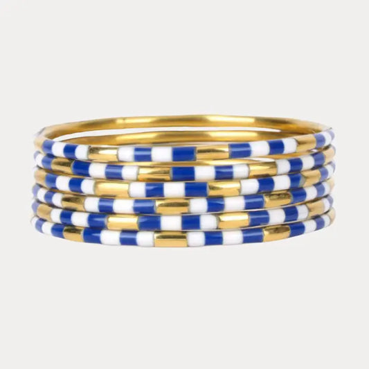 Budha Girl | Blue\White Veda Bangles | Set of 6