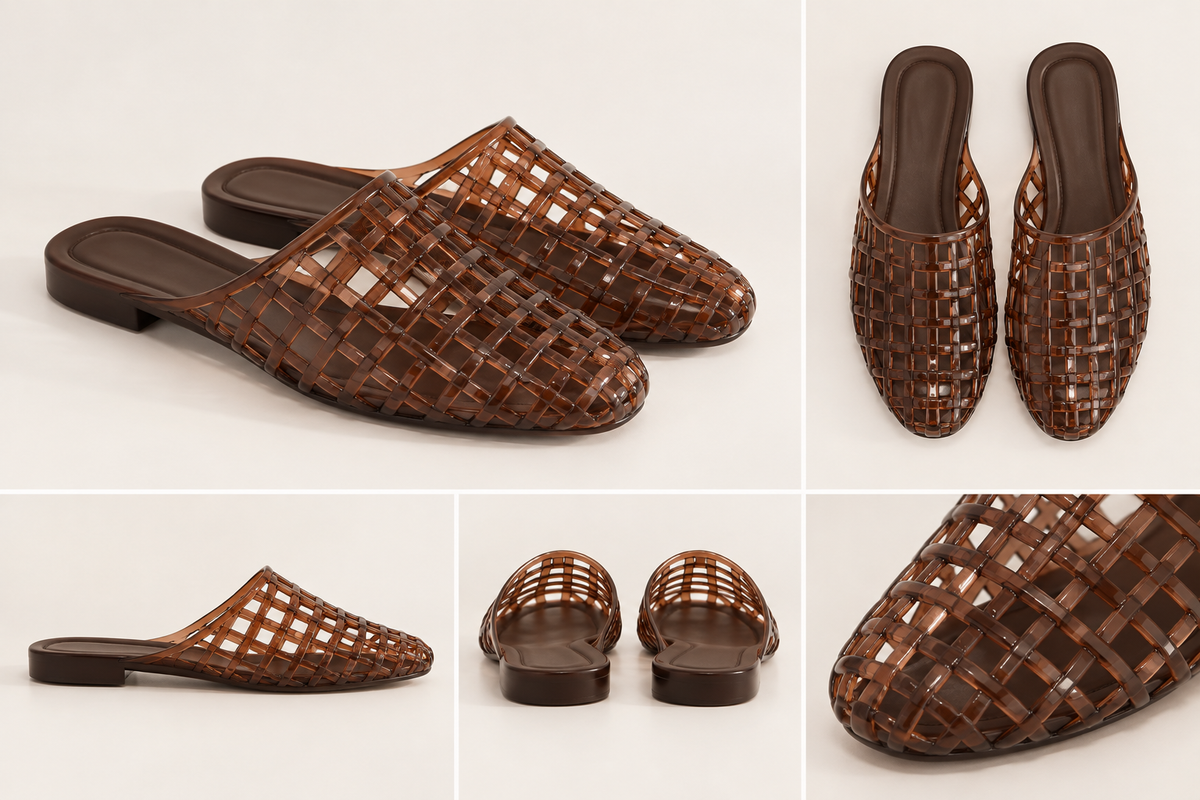 The Marlowe Woven Jelly Mules | Chocolate Brown