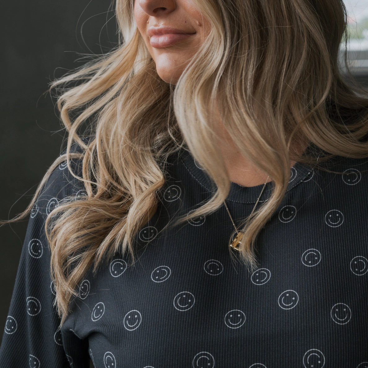 Boxy Ribbed All Smiles | Pajama Set