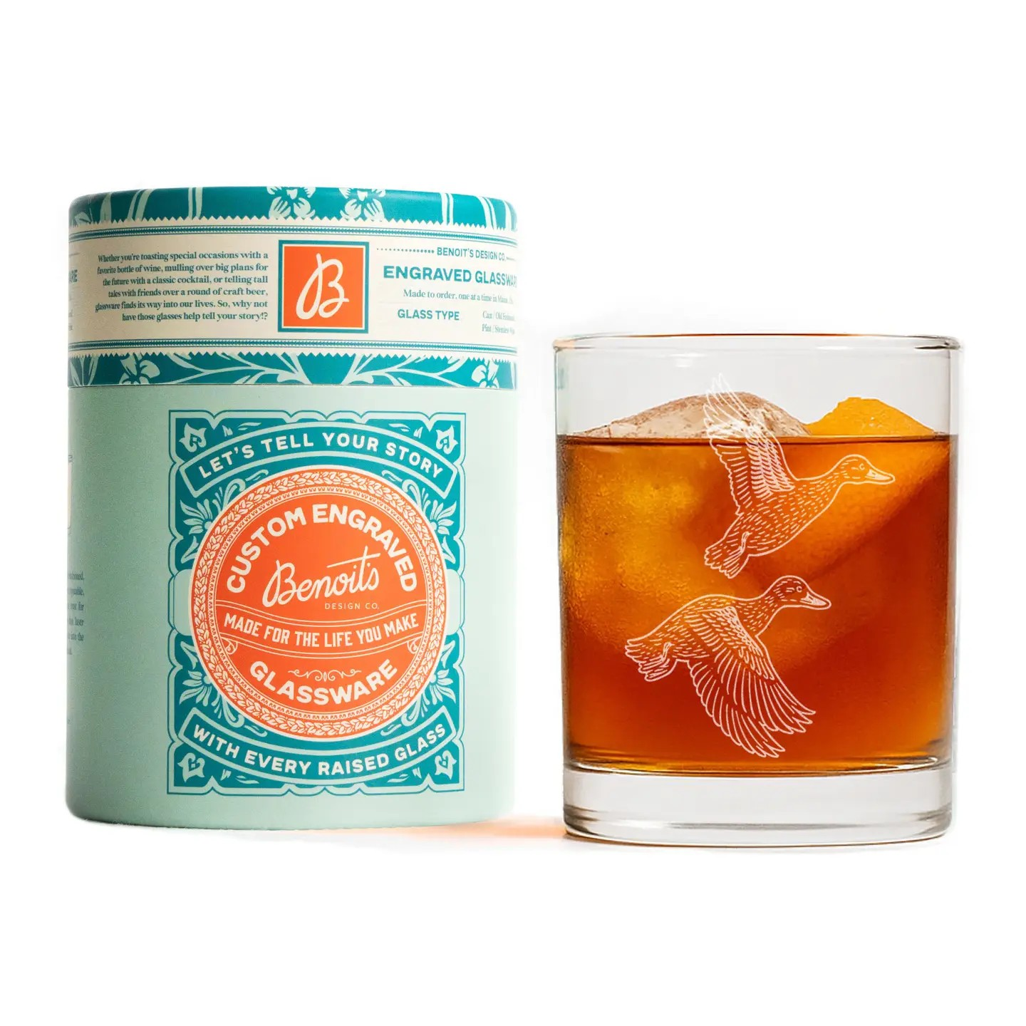 Flying Ducks Drinking Glass - Old Fashion - 12oz