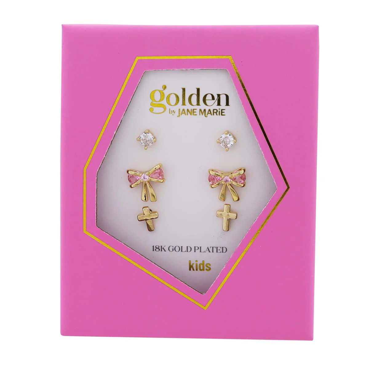 Kids Golden Earring Set | Crosses and Bows