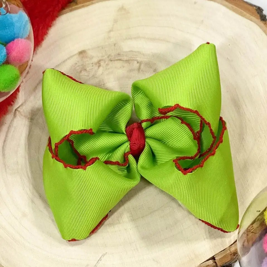 Lime Green Moonstitch Hair Bow