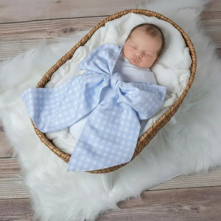 Newborn Swaddle Bow Sash | Monogram Me | Pink & Blue