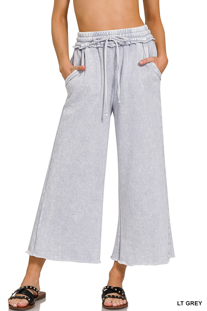 Washed Wide-Leg Lounge Pants