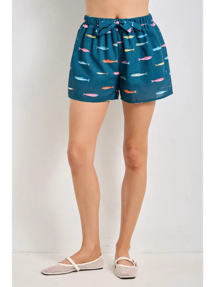 Fish Print Lounge Shorts