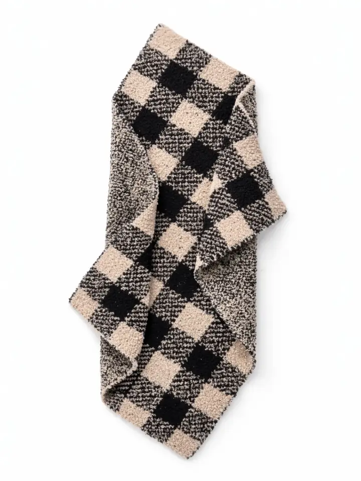 Bliss Gingham Mini Blanket | Phufy | Black/Pebble